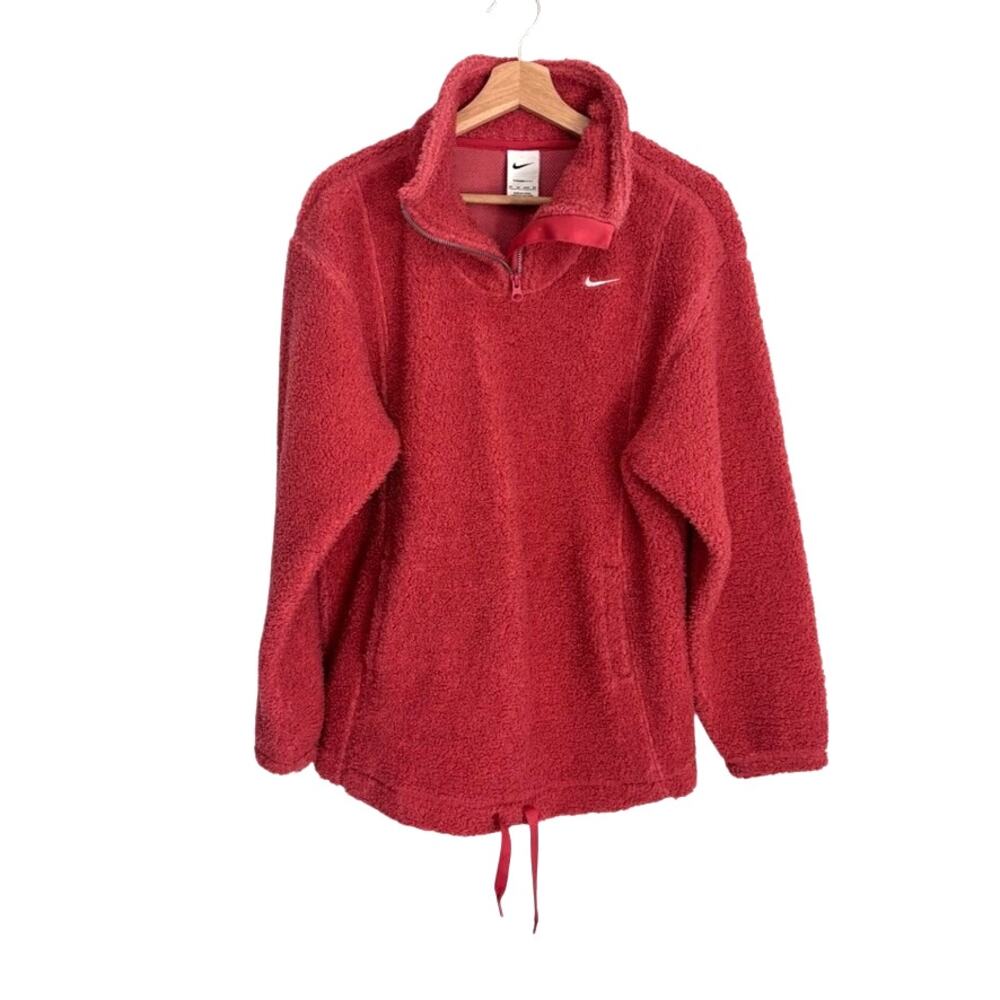 Nike Therma-Fit Fleece 1/4 Zip Pullover Pink Oversized Sporty Cozy XS - Picture 2 of 8